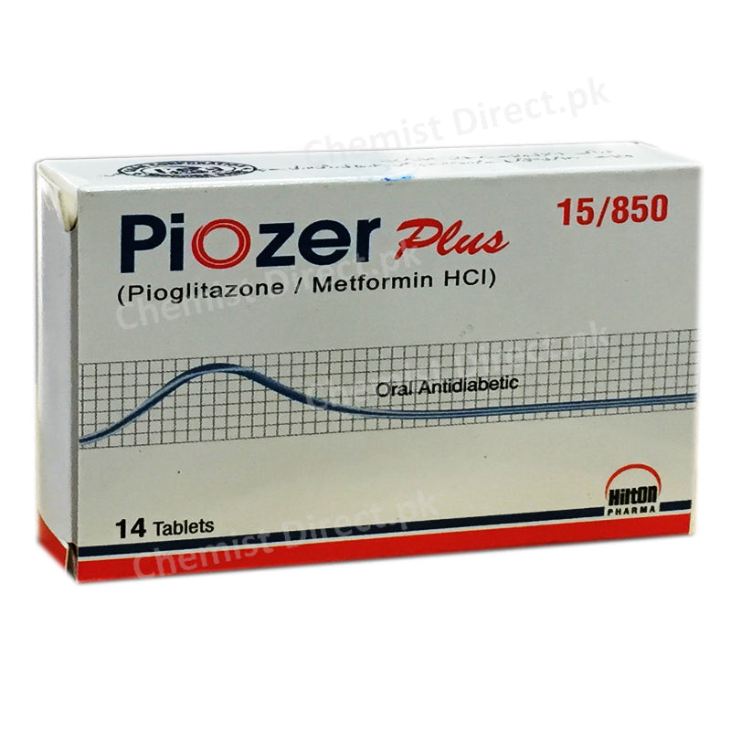 Piozer Plus 15 850mg Tablet HiltonPharma_Pvt_Ltd Oral Hypoglycemic Pioglitazone 30mg Glimepiride 4mg
