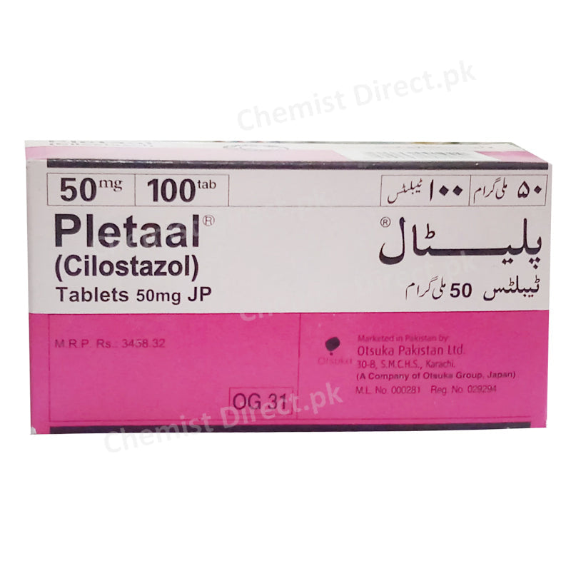 Pletaal 50mg Tablet Otsuka Pakistan Limited Anti Platelet Aggregation Cilostazol