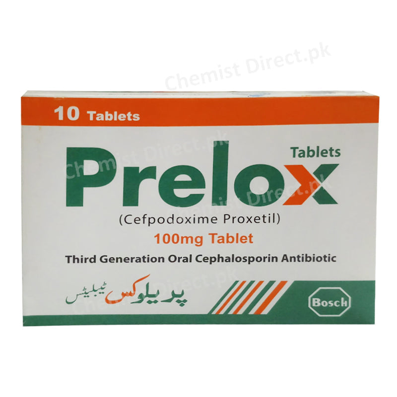 Prelox 100mg Tablet Cefpodoxime Proxetil Bosch Pharma