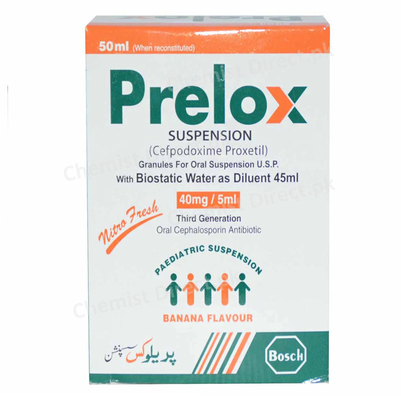 Prelox 40mg Suspension Bosch Pharmaceuticals Pvt Ltd Cephalosporin Antibiotic Cefpodoxime