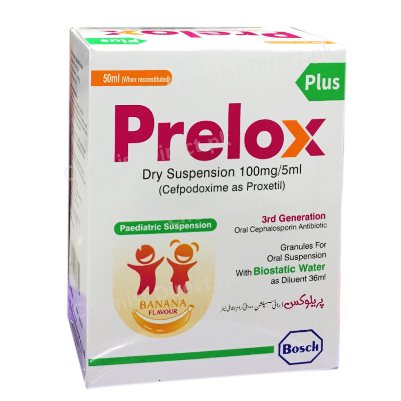 Prelox Plus 100mg 5ml Suspension 50ml Bosch Pharmaceuticals Pvt Ltd Cephalosporin Antibiotic Cefpodoxime