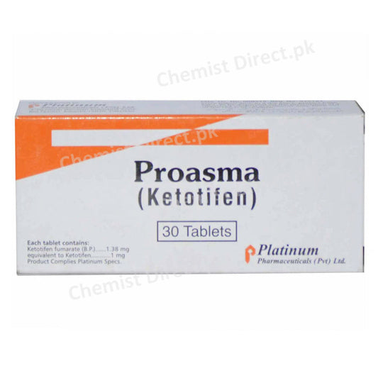 Proasma 1mg Tablet Platinum Pharmaceuticals Pvt Ltd Anti Histamine Ketotifen.