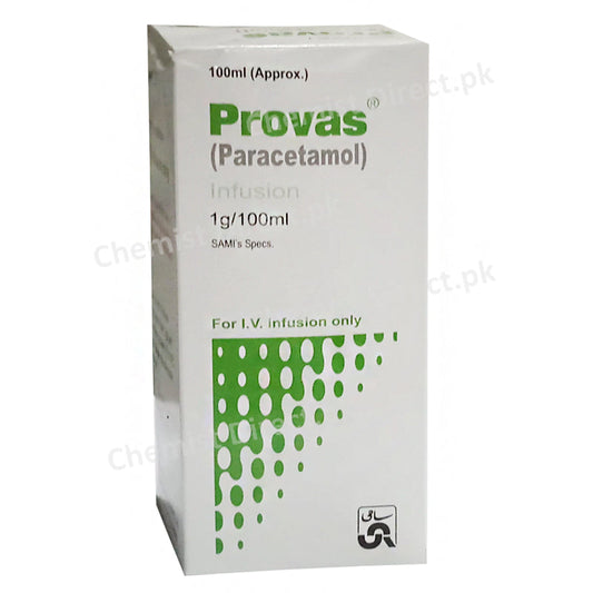 Provas 1g 100ml Infusion Sami Pharmaceuticals Analgesic And Anti Pyretic Analgesic And Anti Pyretic Paracetamol