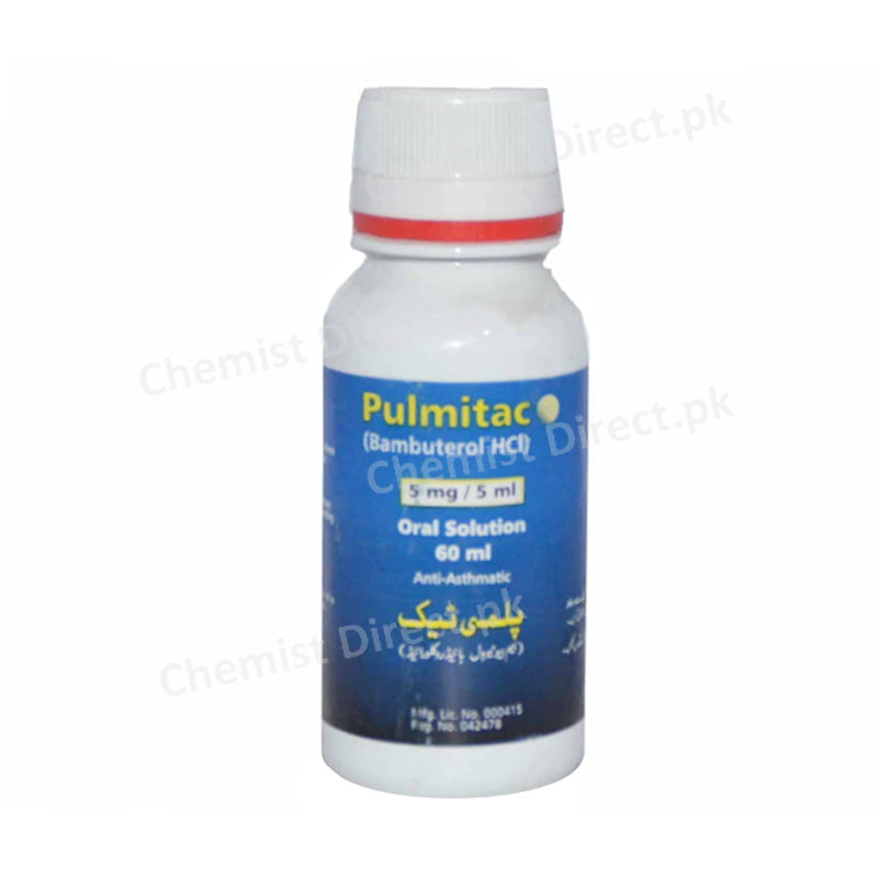 Pulmitac Oral Solution 5mg/5ml 60ml Bambuterol Platinum Pharmaceuticals