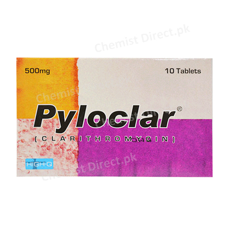 Pyloclar 500mg Tablet Anti-Bacterial Clarithromycin High-Q Pahrma