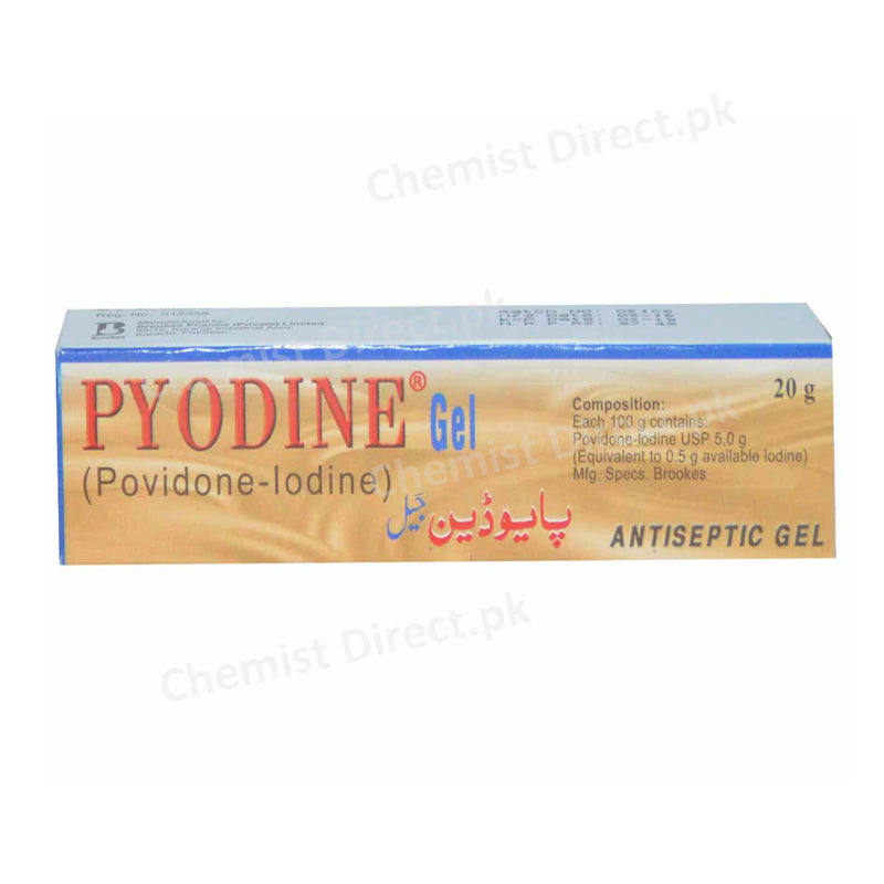 Pyodine Gel 20gm Anti-Septic Povidone-Iodine Brookes Pharma