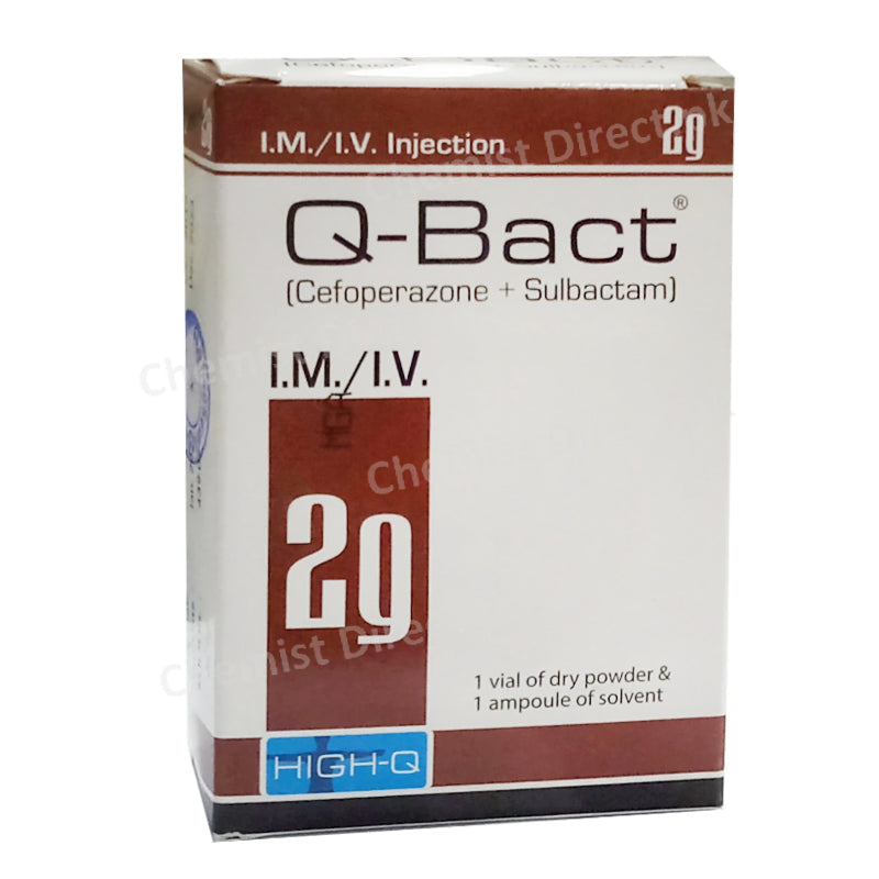 Q-Bact 2g Injection High-Q Pharma Cefoperazone 1g + Sulbactam 1g Antibiotic