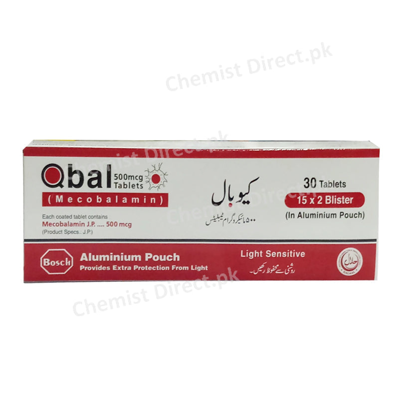 Qbal 500mcg Tablet Vitamin-B12 Mecobalamin Bosch Pharma