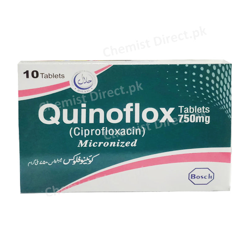 Quinoflox 750mg Tablet Ciprofloxacin Anti-Bacterial Bosch Pharma