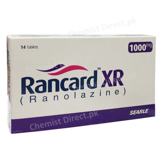 Rancard XR 1000mg Searle Tablet Searle Pvt Ltd Anti Anginal Ranolazine