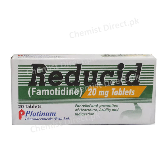 Reducid 20mg Tablet Platinum Pharmaceuticals Famotidine Anti-Ulceran