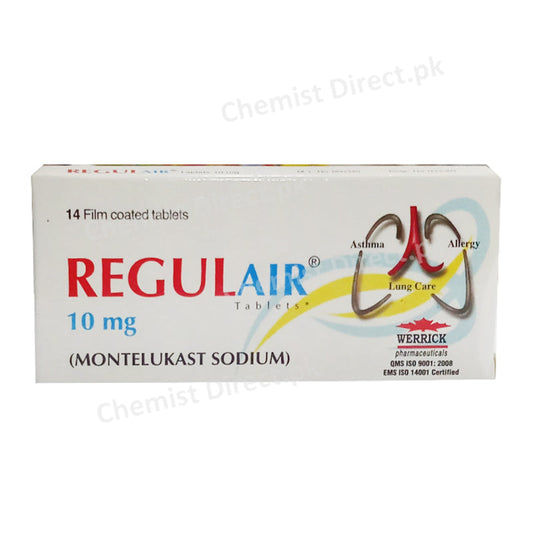 Regulair 10mg Tablet Werrick Pharmaceuticals Montelukast Sodium Anti-Leukotriene