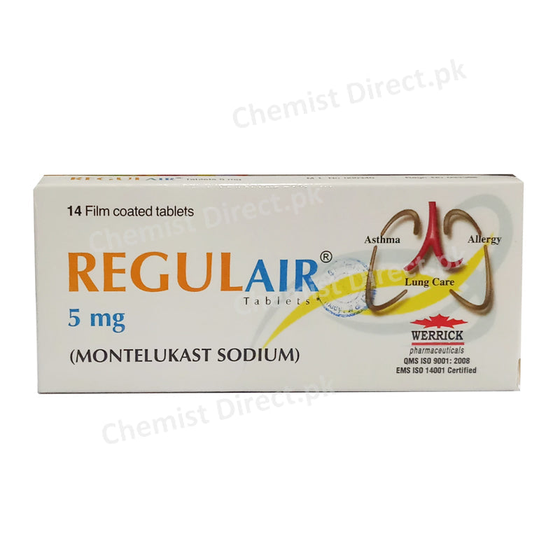 Regulair 5mg Tablet Werrick Pharmaceuticals Montelukast Sodium Anti-Leukotriene
