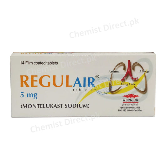 Regulair 5mg Tablet Werrick Pharmaceuticals Montelukast Sodium Anti-Leukotriene