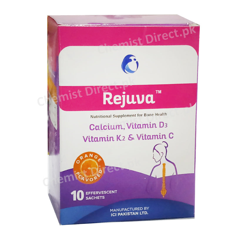 Rejuva 10 Sachets ICI Pakistan Calcium, Vitamin D3 and Vitami K2