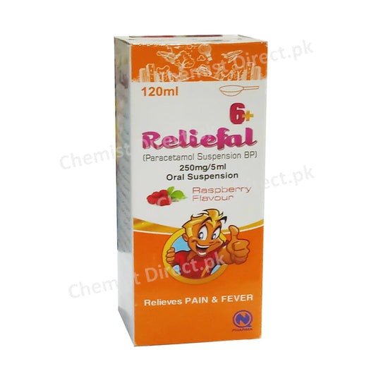 Reliefal 120ml Syrup 250mg/5ml Paracetamol Suspension BP Nabiqasim Pharma