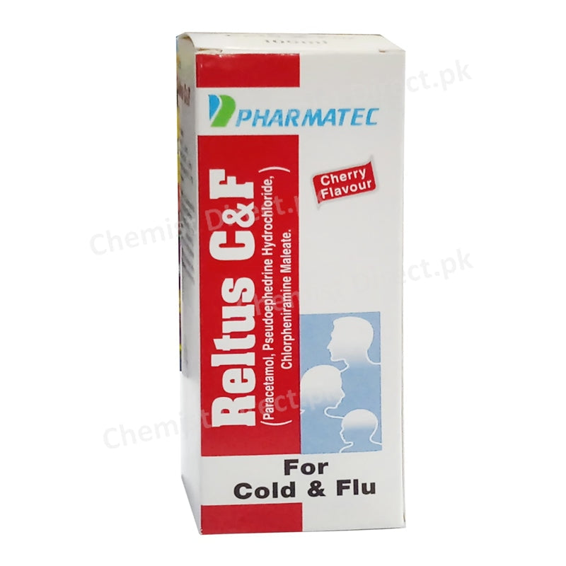 Reltus C&F Syrup 120ml Pharmatec Anti-Infective Paracetamol,Pseudoephedrine Hydrochloride,Chlorpheniramine maleate