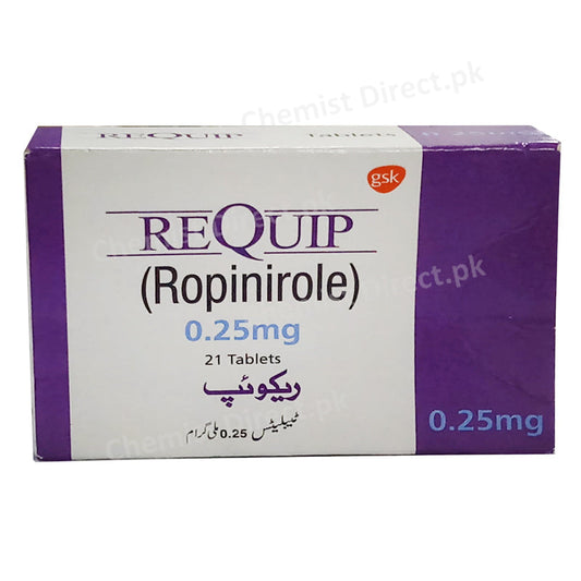 Requip 0.25mg Tablet Glaxosmithkline Pakistan Limited Anti Parkinsonism Ropinirole