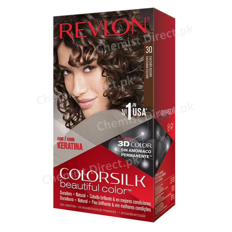 Revlon Colorsilk Beautiful Color Permanent Hair 3D Technology Ammonia Free Dark Brown 30 Personal
