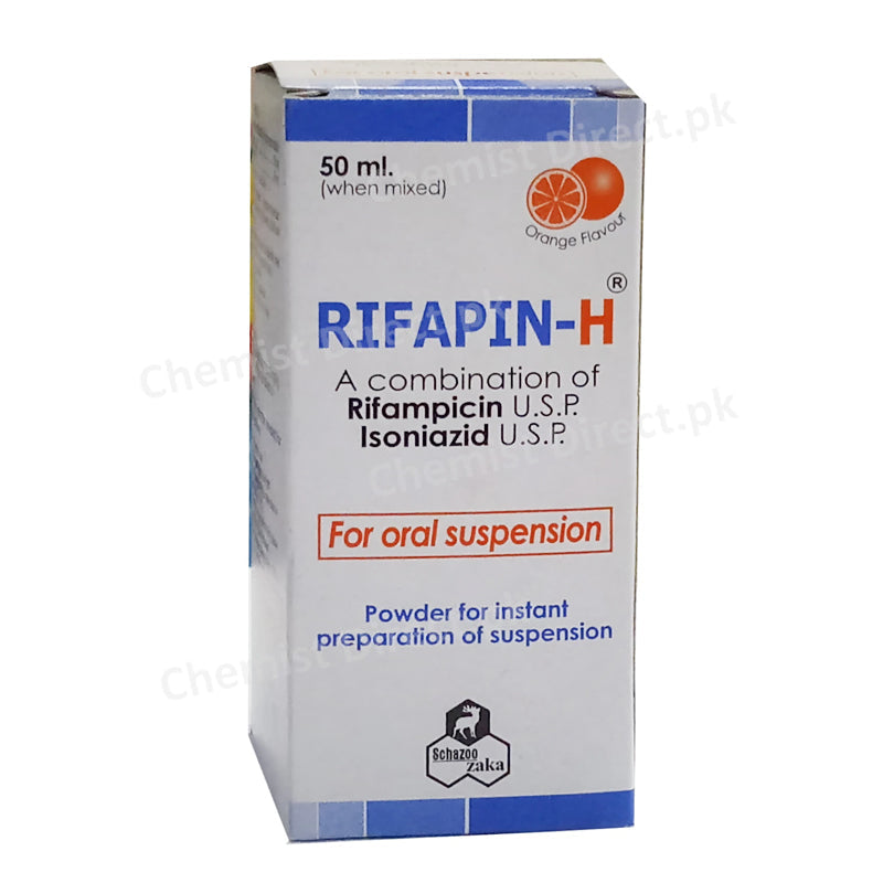 Rifapin-H 50ml Suspension Rifampicin Isoniazid U.S.P Schazoo Zaka Pharma Syrup