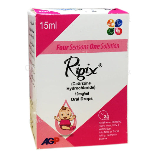  Rigix Oral Drop 15ml Cetirizine Hydrochloride 10mg ml Orla Drops AGP Private Limited