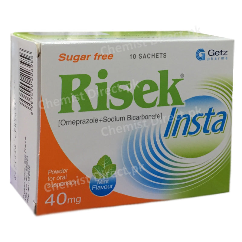 Risek Nsta 40mg Sachet Getz Pharma Pakistan Pvt Ltd Anti Ulcerant Omeprazole Sodium Bicarbonate