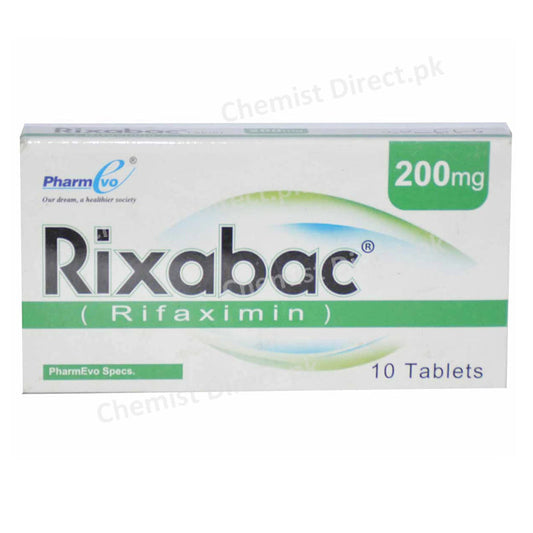 Rixabac 200mg Tablet Pharmevo Antibiotic Rifaximin Hepatic encephalopathy Irritable bowel syndrome with diarrhea Traveler_sdiarrhea