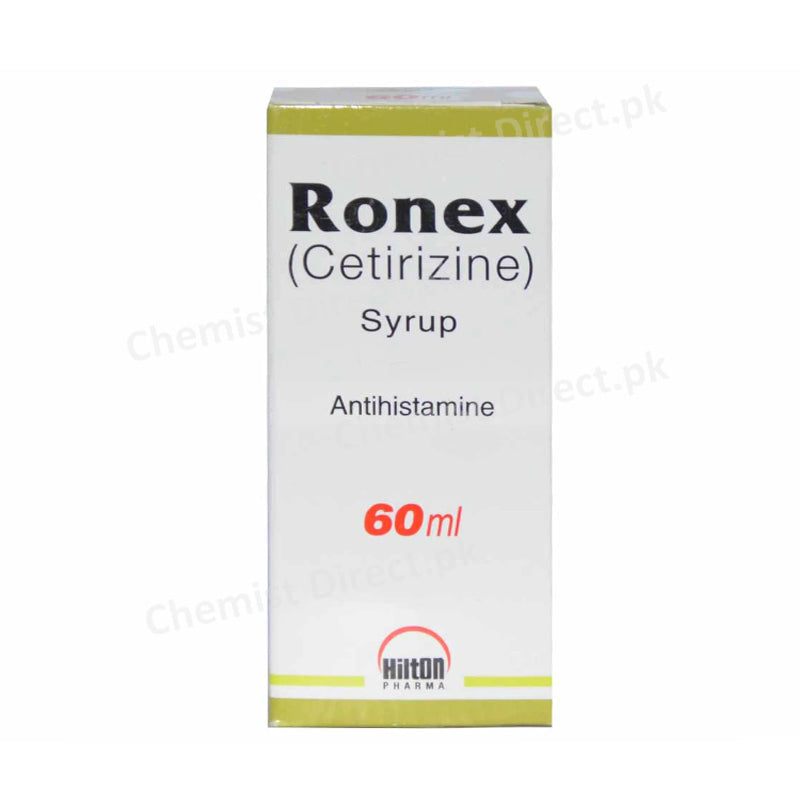 Ronex Syrup 60ml Cetirizine Hcl Anti-Histamine Hilton Pharma