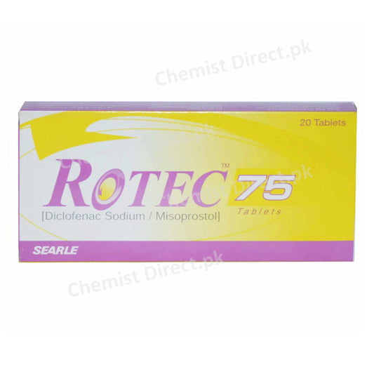 Rotec 75mg Tablet Searle Pakistan Nsaid Induced-Ulcer Diclofenac Sodium 75mg_ Misoprostol 200mcg