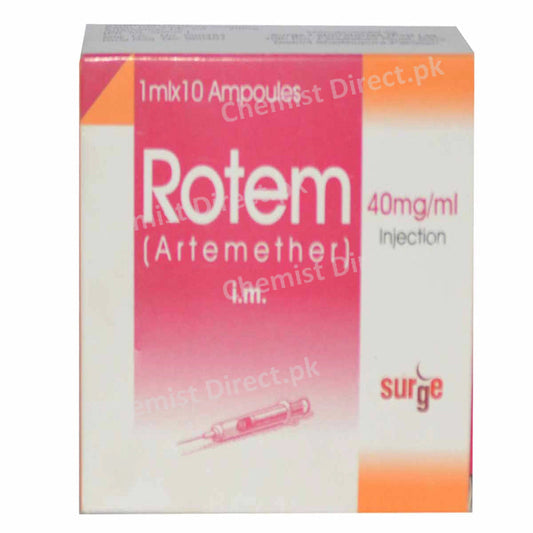 Rotem 40mg Injection Surge Laboratories Pvt_ Ltd Anti Malarial Artemether