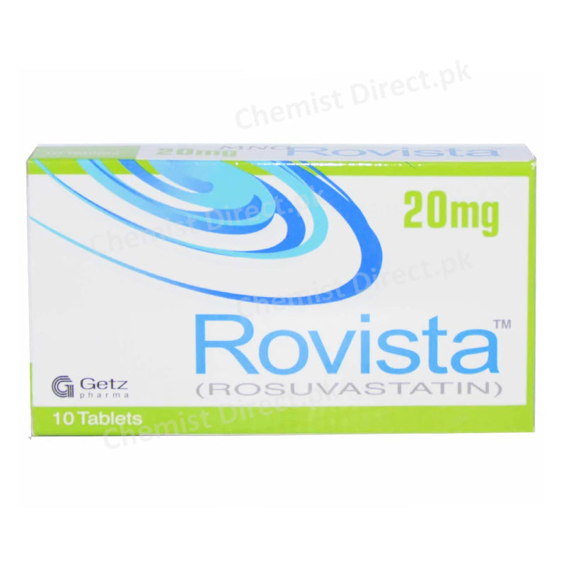 Rovista 20mg Tablet Rosuvastatin Statins Getz Pharma