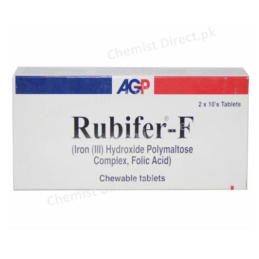 Rubifer-F Chewable Tablet AGP Pharma Anti-Anemic Iron (III) hydroxide polymaltose complex,Folic Acid