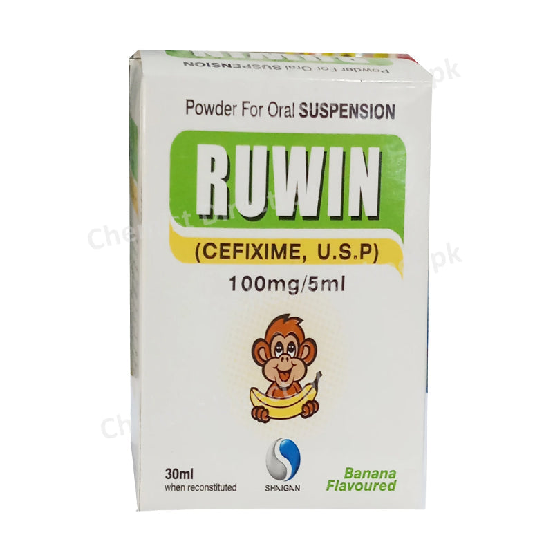 Ruwin 100mg/5ml Suspension 30ml Cefixime, U.S.P Shaigan Pharma