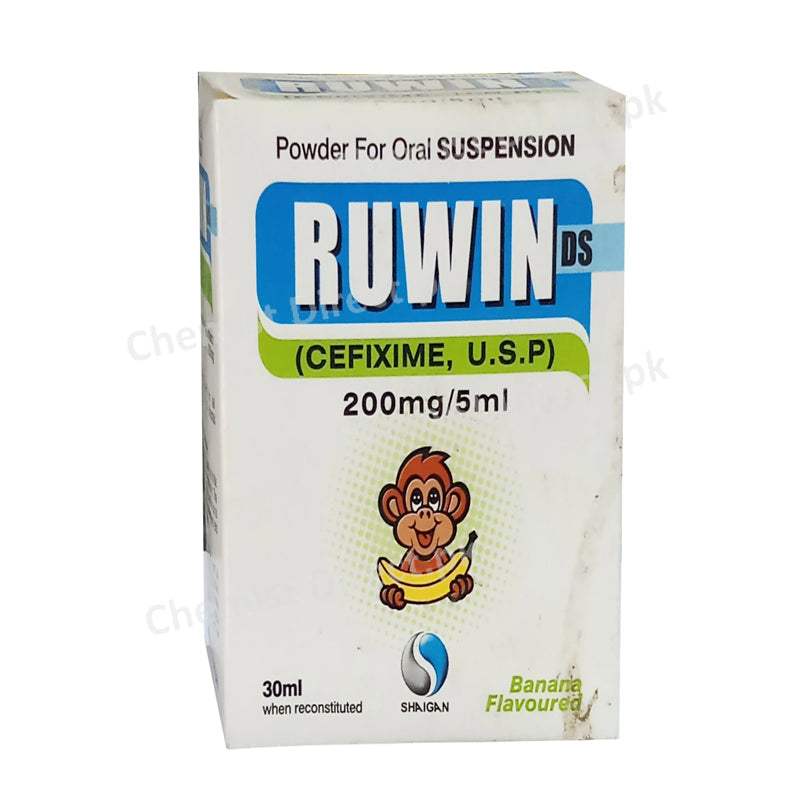 Ruwin Ds 200mg/5ml Suspension 30ml Cefixime, U.S.P Shaigan Pharma