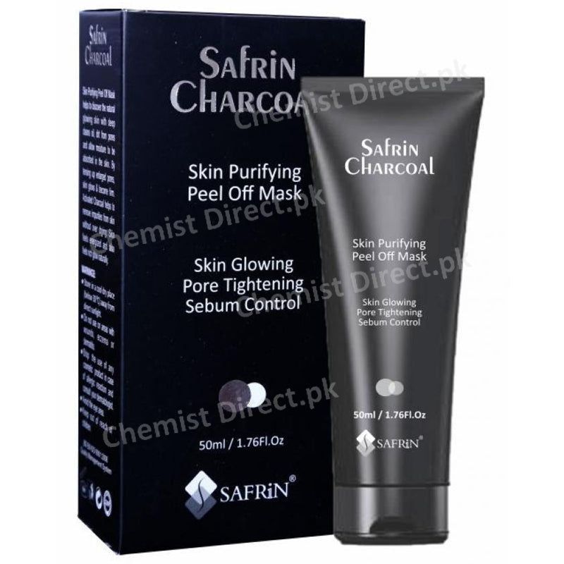 Safrin Charcoal Mask Skin Purifying Peel Off Black Mask Glowing Skin Tensing Up Enlarged Pores 50ml