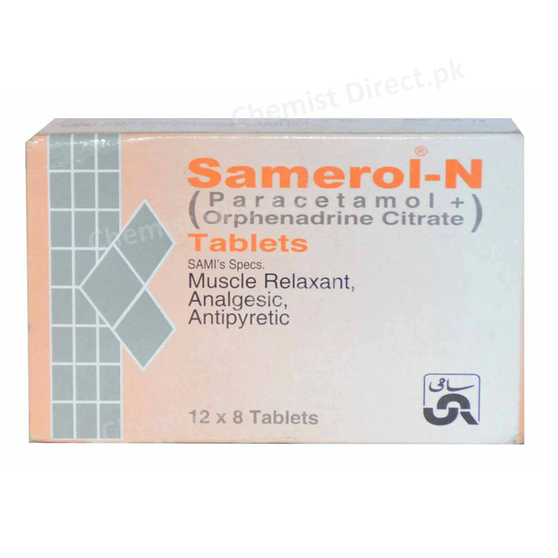 Samerol-N Tablet Paracetamol + Orphenadrine Citrate Sami Pharma Muscle Relaxant