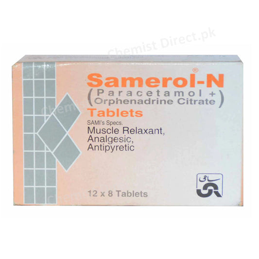 Samerol-N Tablet Paracetamol + Orphenadrine Citrate Sami Pharma Muscle Relaxant