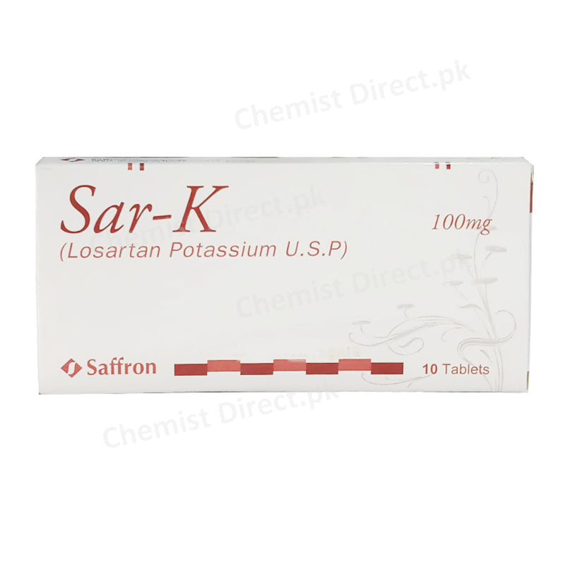 Sar-k 100mg Tablet Anti-Hypertensive Losartan Potassium Saffron Pharmaceuticals