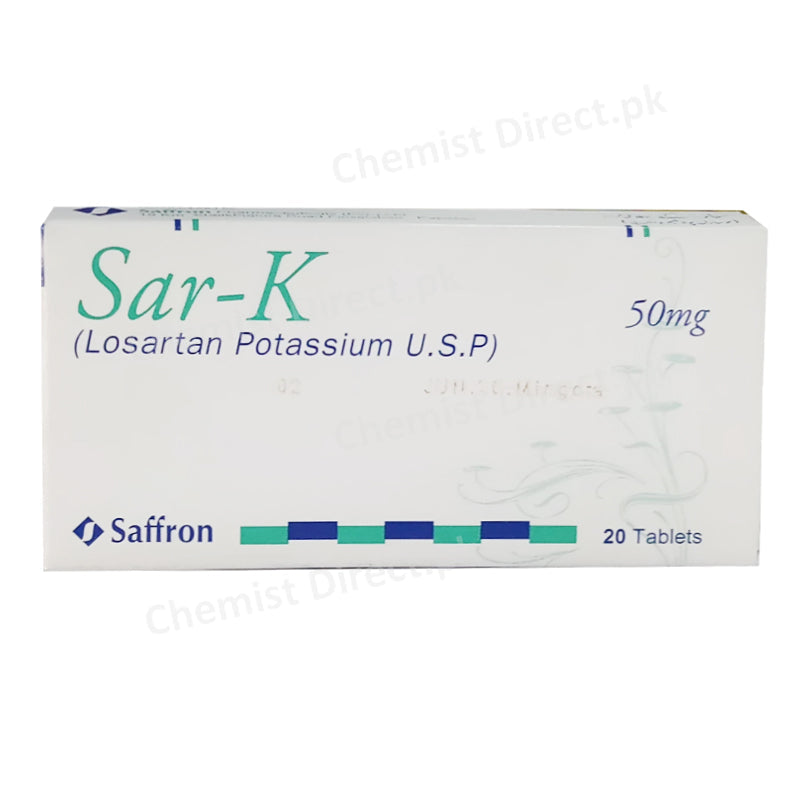 Sar-K 50mg Tablet Anti-Hypertensive Losartan Potassium Saffron Pharmaceuticals