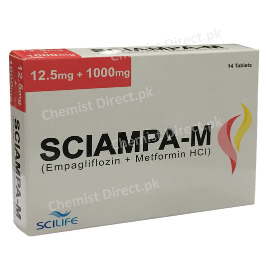 Sciampa-M 12.5mg+1000mg Empagliflozin+Metformin Hcl Scilife Pharma Tablet