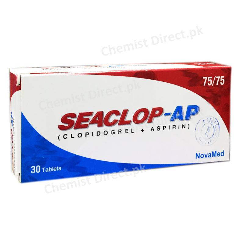 Seaclop-AP 75/75 Tablet Clopidogrel + Aspirin Anti-Platelet Aggregation Searle Pakistan