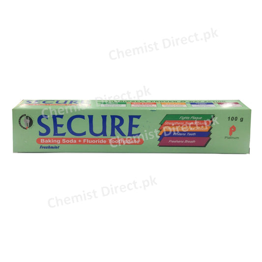 Secure 100g Tooth Paste Platinum Pharmaceuticals Sodium Monophlorophosphate Bakin Soda + Fluoride Toothpaste