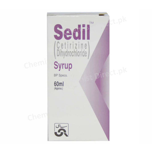 Sedil Syrup 60ml Cetirizine Dihydrochloride Sami Pharma Anti-hitamine