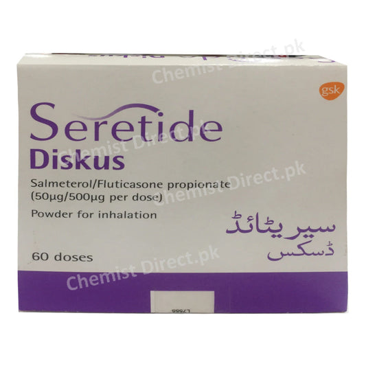  Seretide Diskus 50 500mcg Inhale GlaxoSmithKline B 2 Stimulant_ Corticosteroids Fluticasone Propionate_ Salmeterol Xinafoate