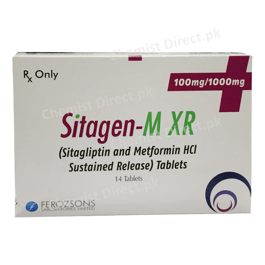 Sitagen M XR 100mg 1000mg Tablet Ferozsons Laboratories Ltd Oral Hypoglycemic Sitagliptin