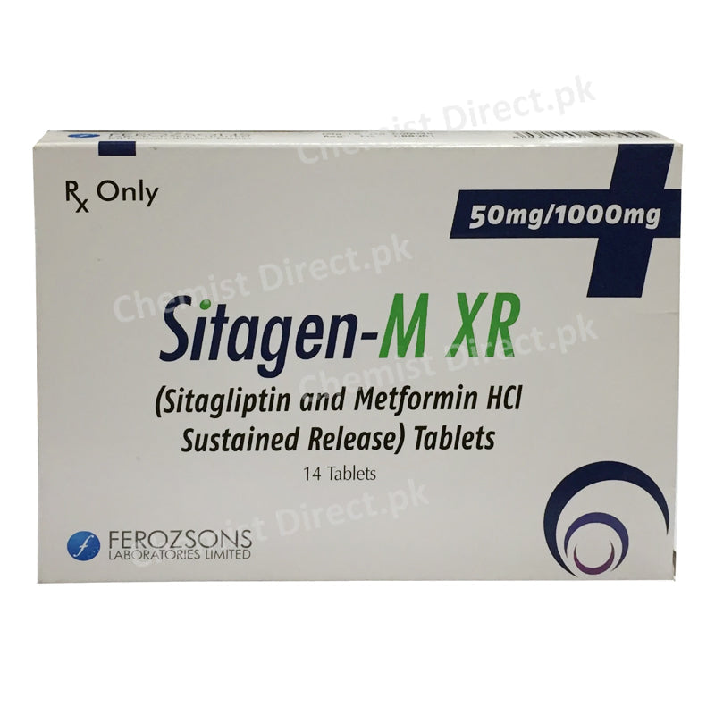     Sitagen M XR 50mg 1000mg Ferozsons Laboratories Ltd Oral Hypoglycemic Sitagliptin 50mg_ Metformin HCI 500mg