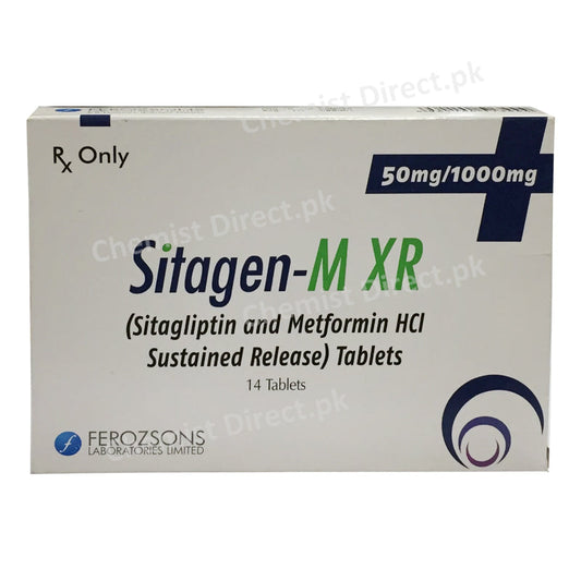     Sitagen M XR 50mg 1000mg Ferozsons Laboratories Ltd Oral Hypoglycemic Sitagliptin 50mg_ Metformin HCI 500mg