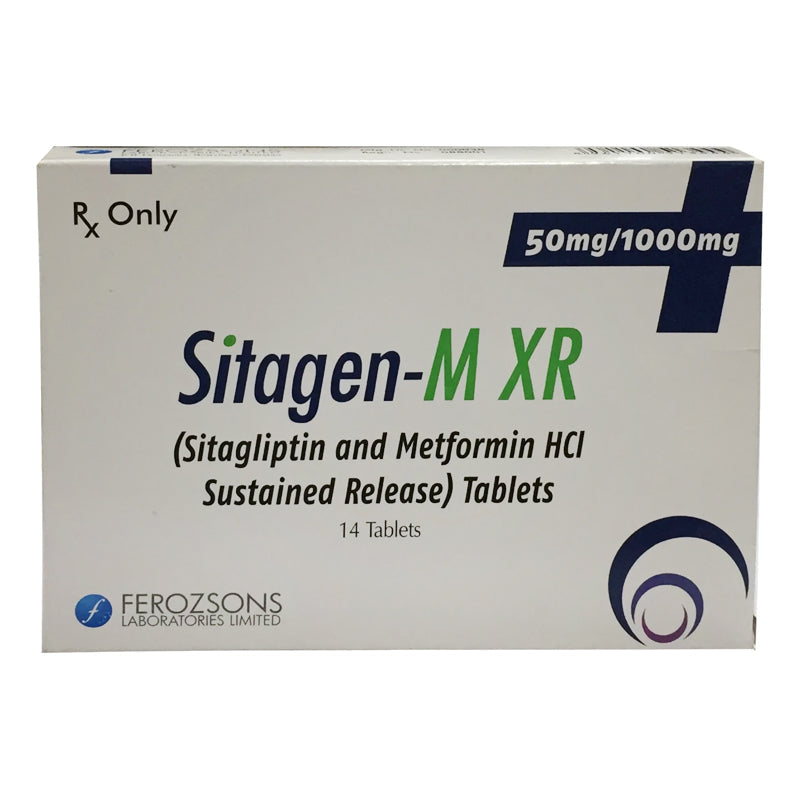     Sitagen M XR 50mg 1000mg Ferozsons Laboratories Ltd Oral Hypoglycemic Sitagliptin 50mg_ Metformin HCI 500mg