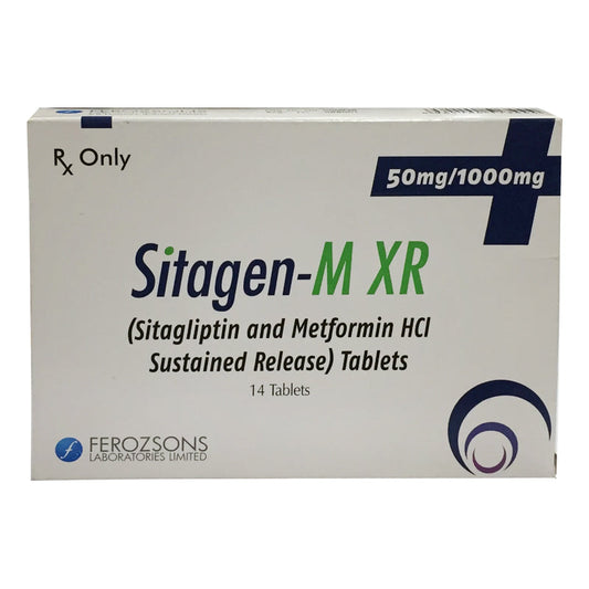     Sitagen M XR 50mg 1000mg Ferozsons Laboratories Ltd Oral Hypoglycemic Sitagliptin 50mg_ Metformin HCI 500mg