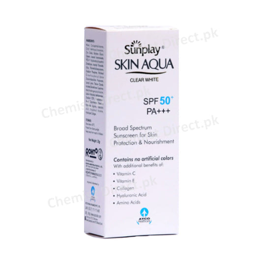 Skin Aqua Clear White Cream 25g Sunplay SPF50 PA+++ Vitamin C,Vitamin E,Collagen,Amino Acid,Hyoluronic Acid Atco laboratories